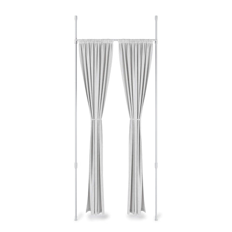 Umbra Anywhere front view in white showing full rod and clean finish benefit