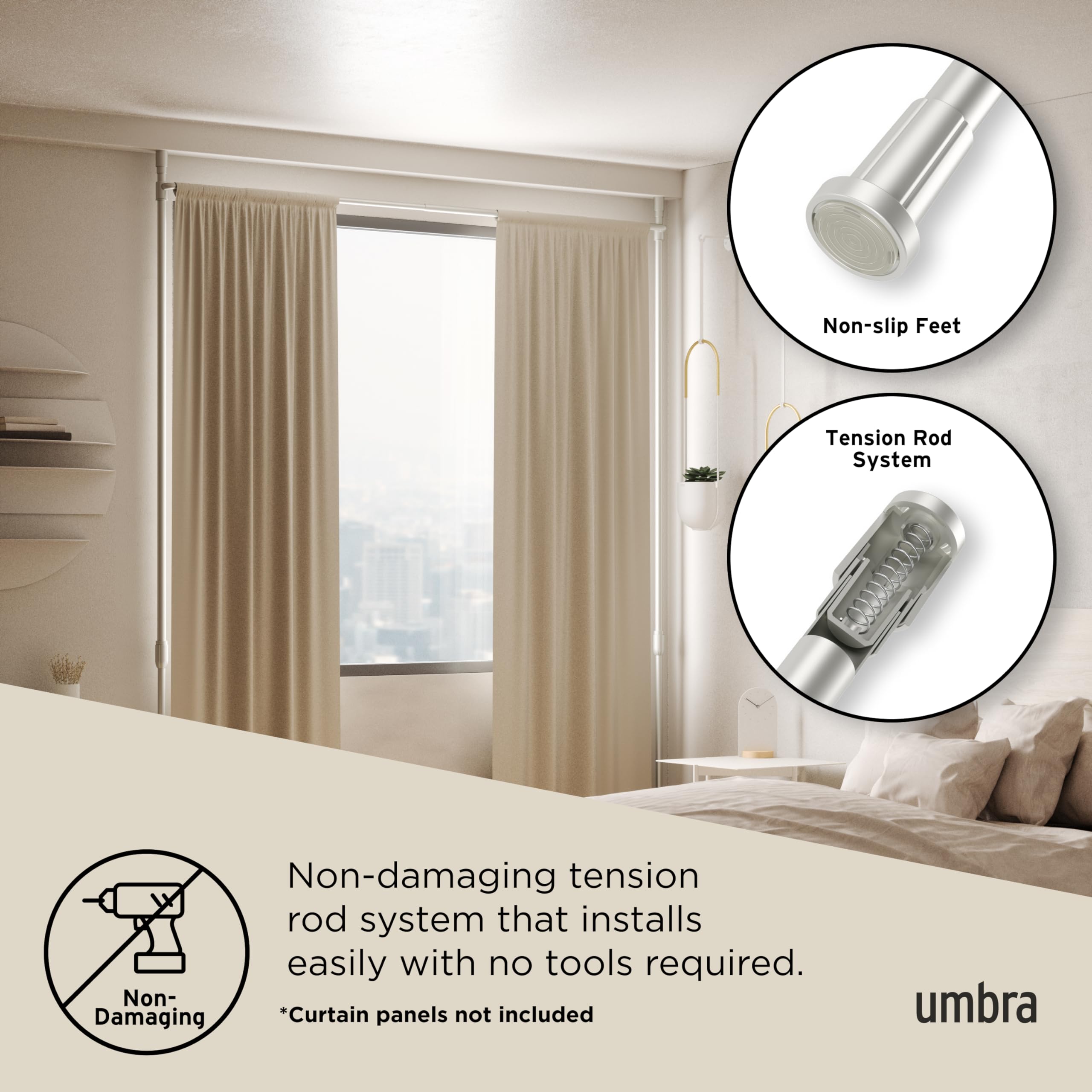 Umbra used as room divider in loft to create private area