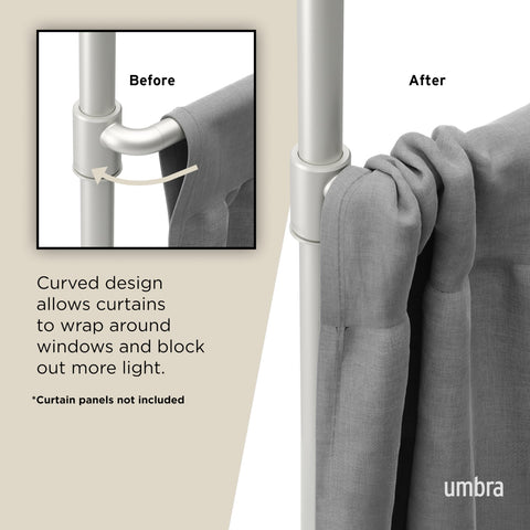 Umbra wrap-around end detail keeps curtains flush and aligned