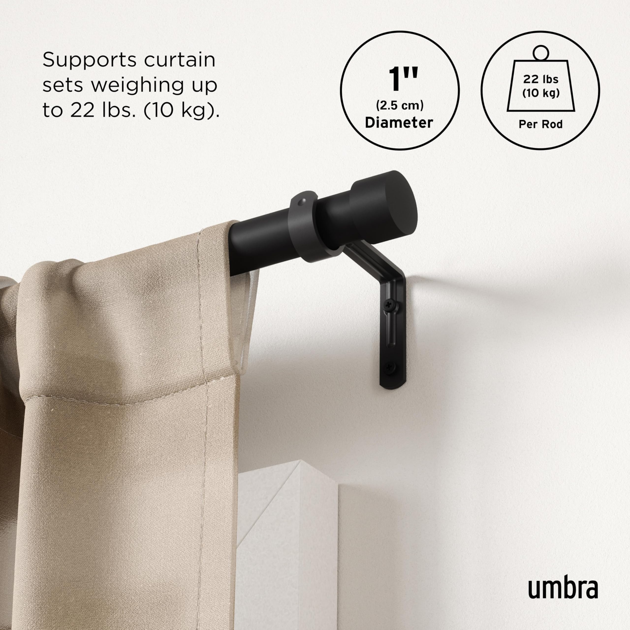 Umbra Cappa center support detail showing bracket stability and load support