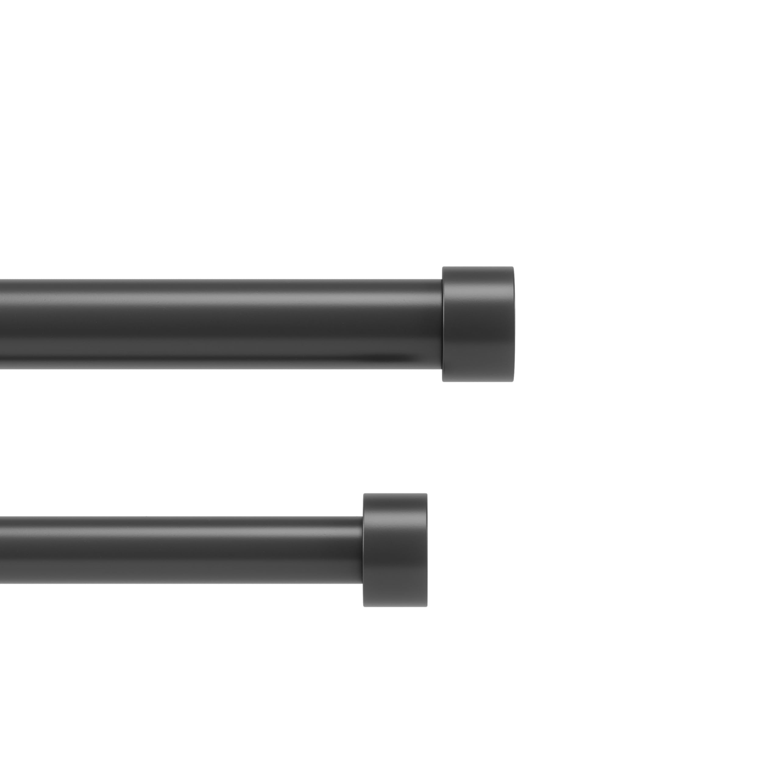 Umbra Cappa front view showing sleek black double rod and modern styling for layered curtains