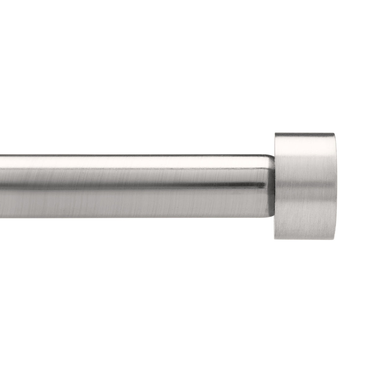 Umbra Cappa front product shot showing clean modern rod and finials, enhances decor