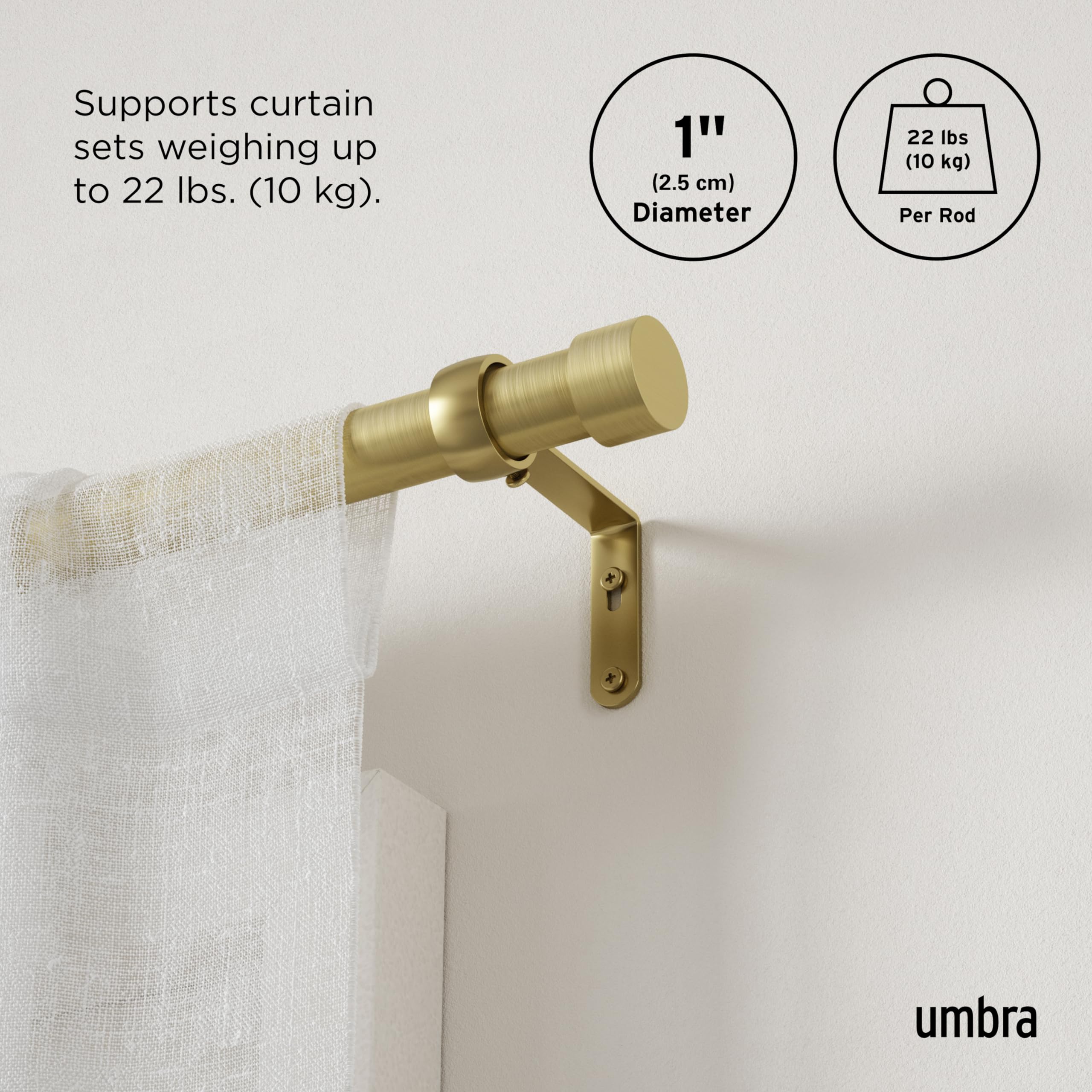 Umbra Cappa installed with sheer curtain showing elegant drape and easy operation