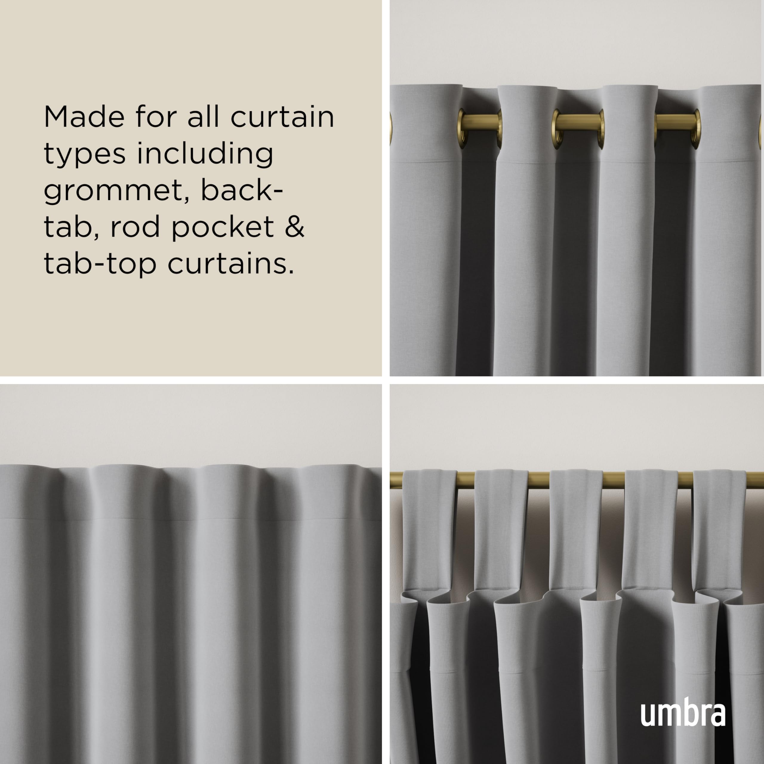 Umbra Cappa rod metal texture close-up showing sturdy construction and smooth finish