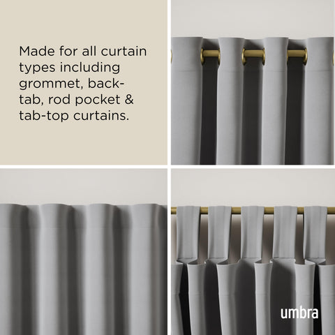 Umbra Cappa rod metal texture close-up showing sturdy construction and smooth finish
