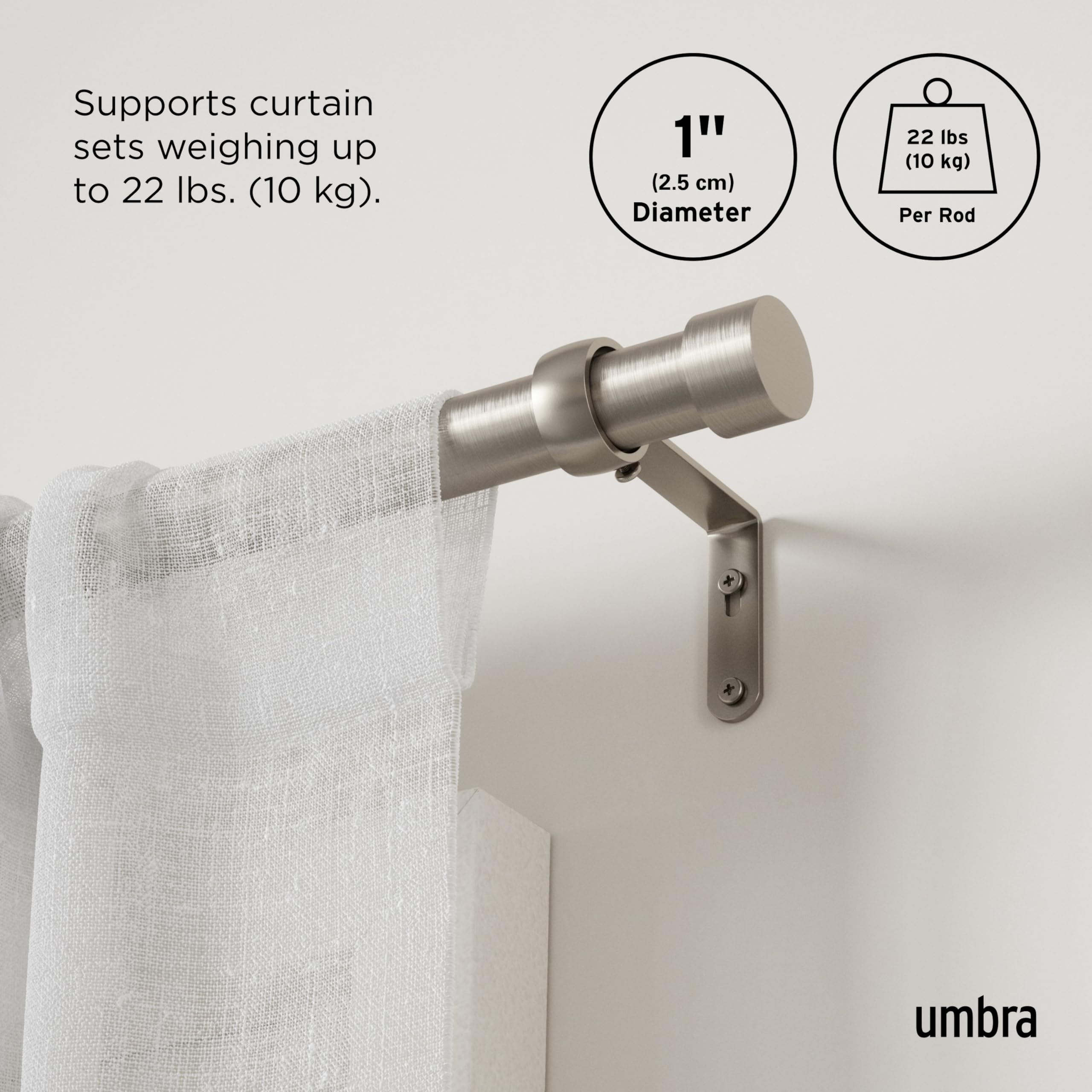 Umbra Cappa nickel finish texture close-up, highlights eco-friendlier coating