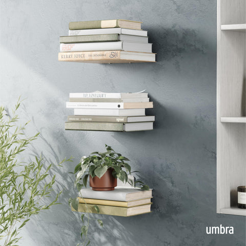 Umbra closeup of shelf lip detail revealing secure book hold benefit