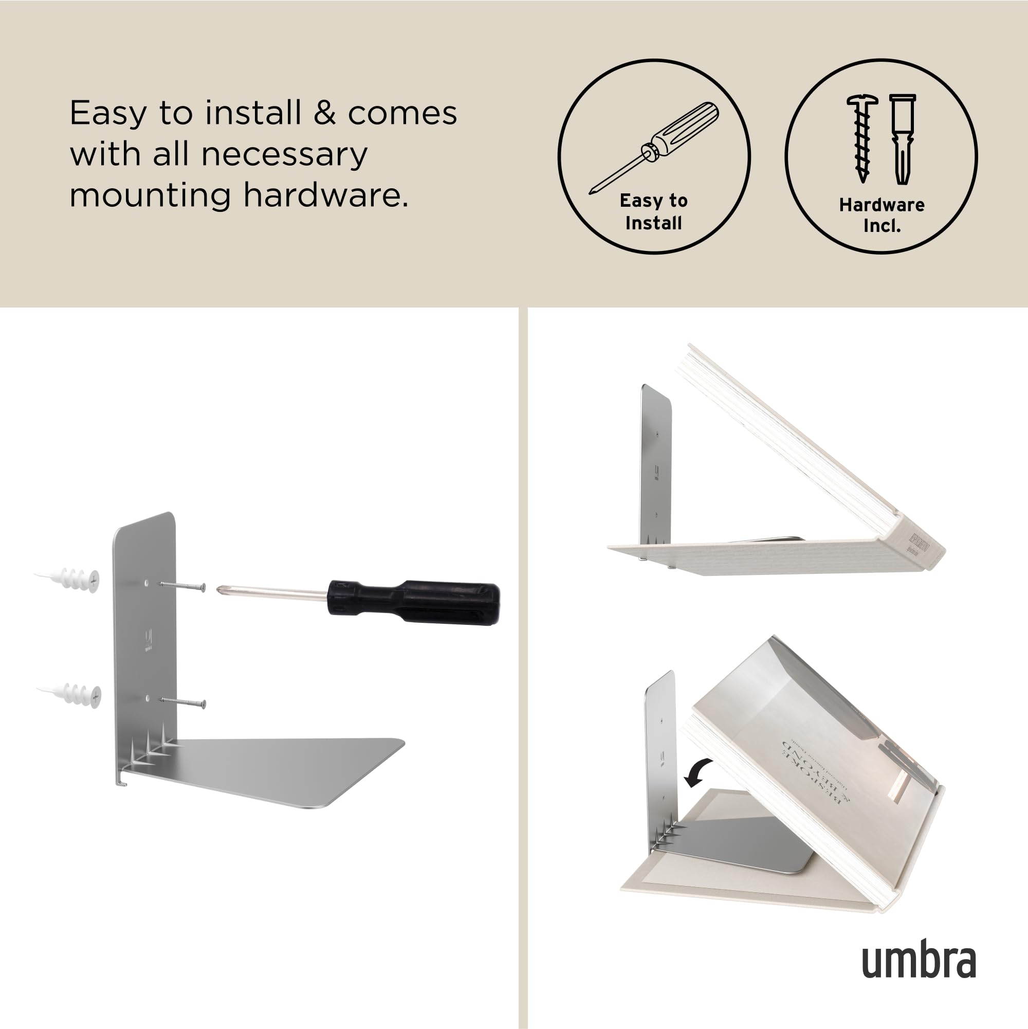 Umbra shelf holding plant and frame showing versatile decor benefit