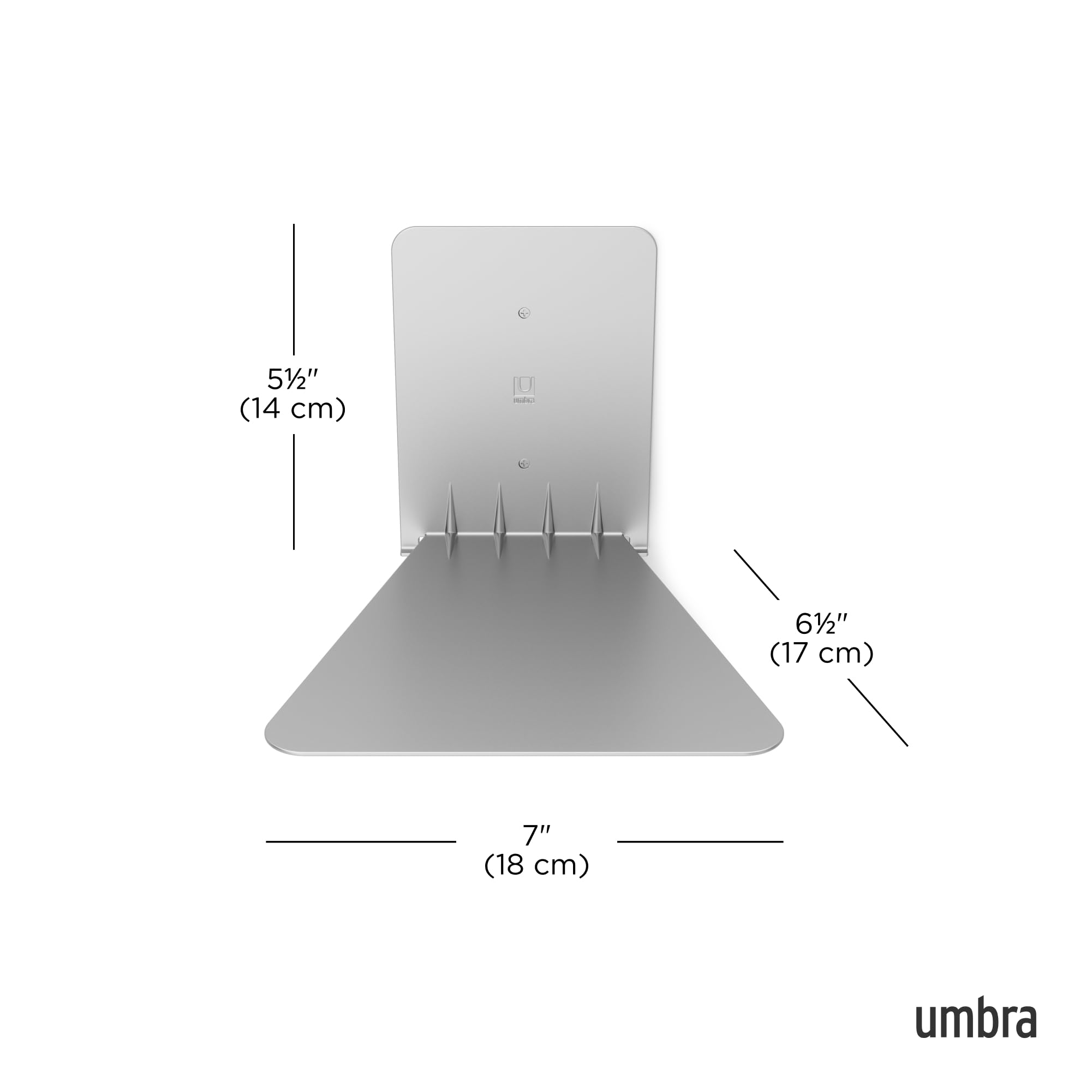 Umbra large shelf side profile showing sturdy metal construction benefit