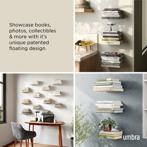 Umbra staggered mounted shelves illustrating flexible layout benefit