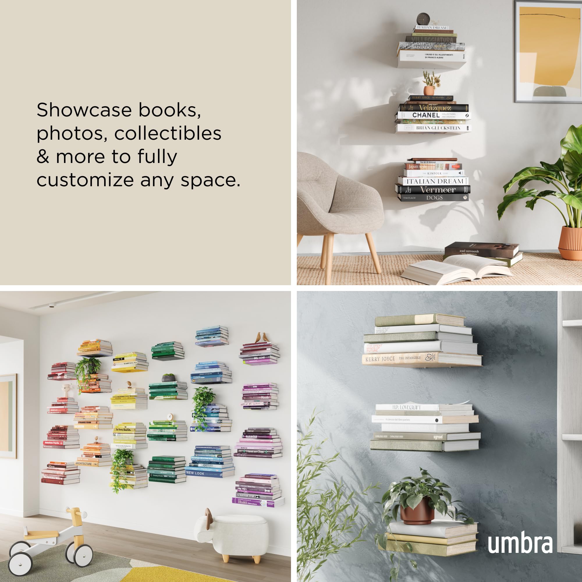 Umbra small shelf side profile demonstrating space-saving footprint benefit