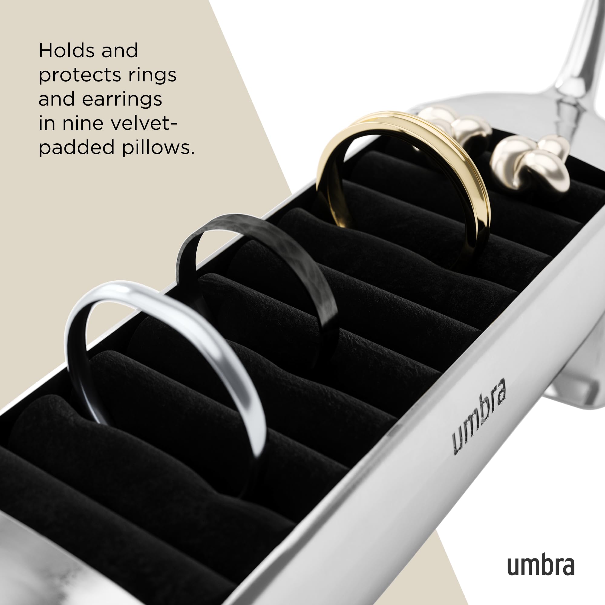 Umbra Dachsie styled on a vanity with jewelry, adding playful organization