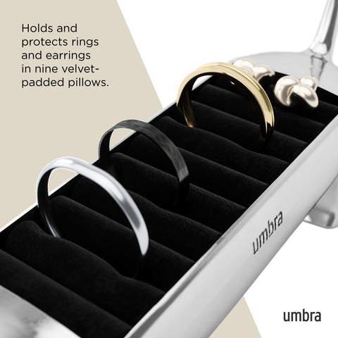 Umbra Dachsie styled on a vanity with jewelry, adding playful organization