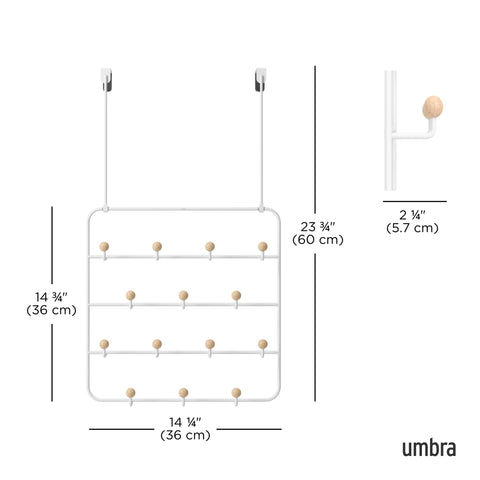 umbra Estique close-up of rounded wooden peg protecting fabric from snags