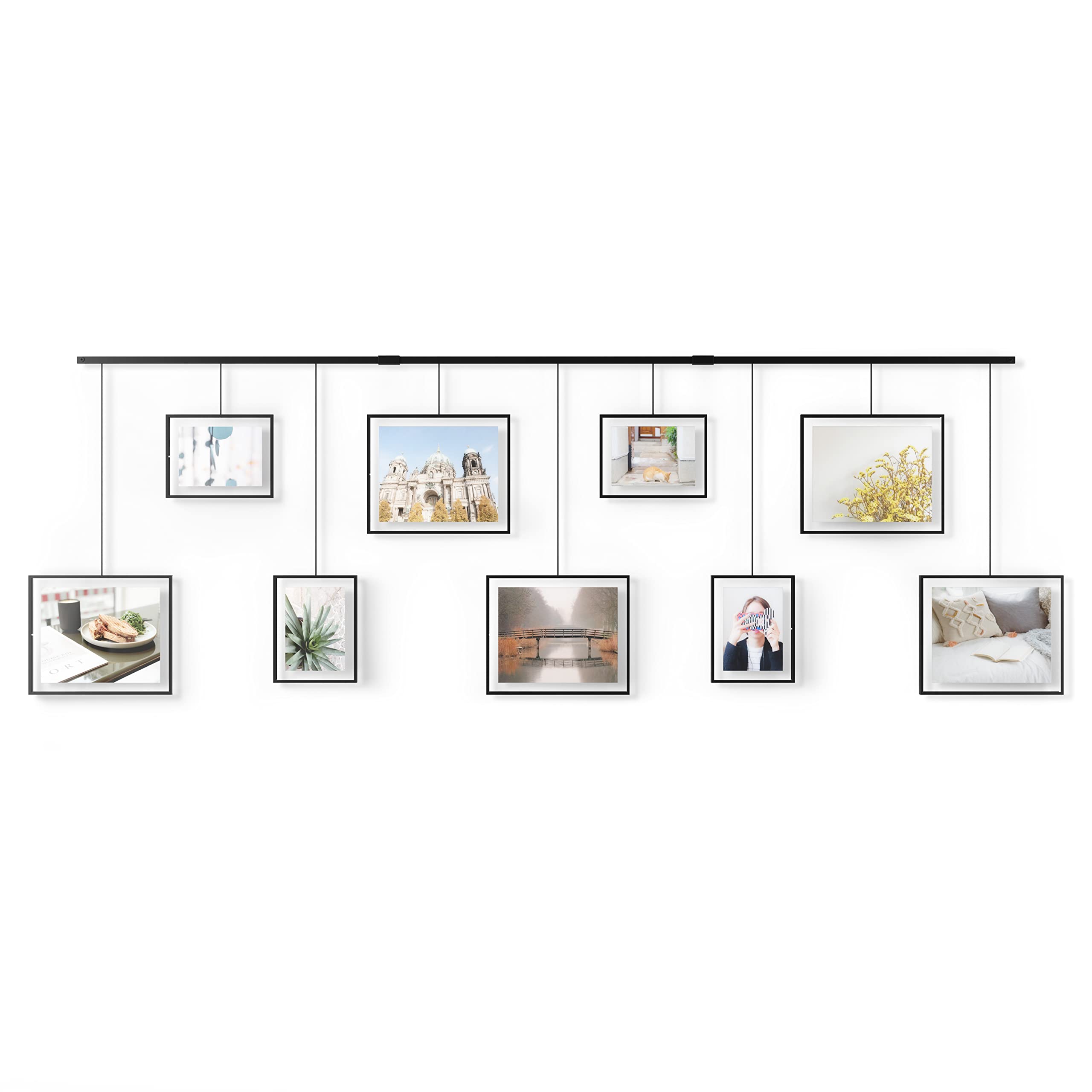 Umbra Exhibit grouping showing five 8x10 and four 5x7 frames for mixed-size photos