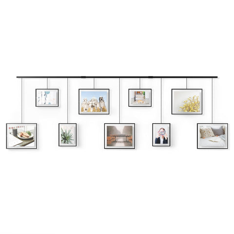 Umbra Exhibit grouping showing five 8x10 and four 5x7 frames for mixed-size photos