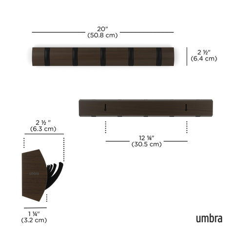 Umbra Flip closeup of retracted hooks showing tidy low profile