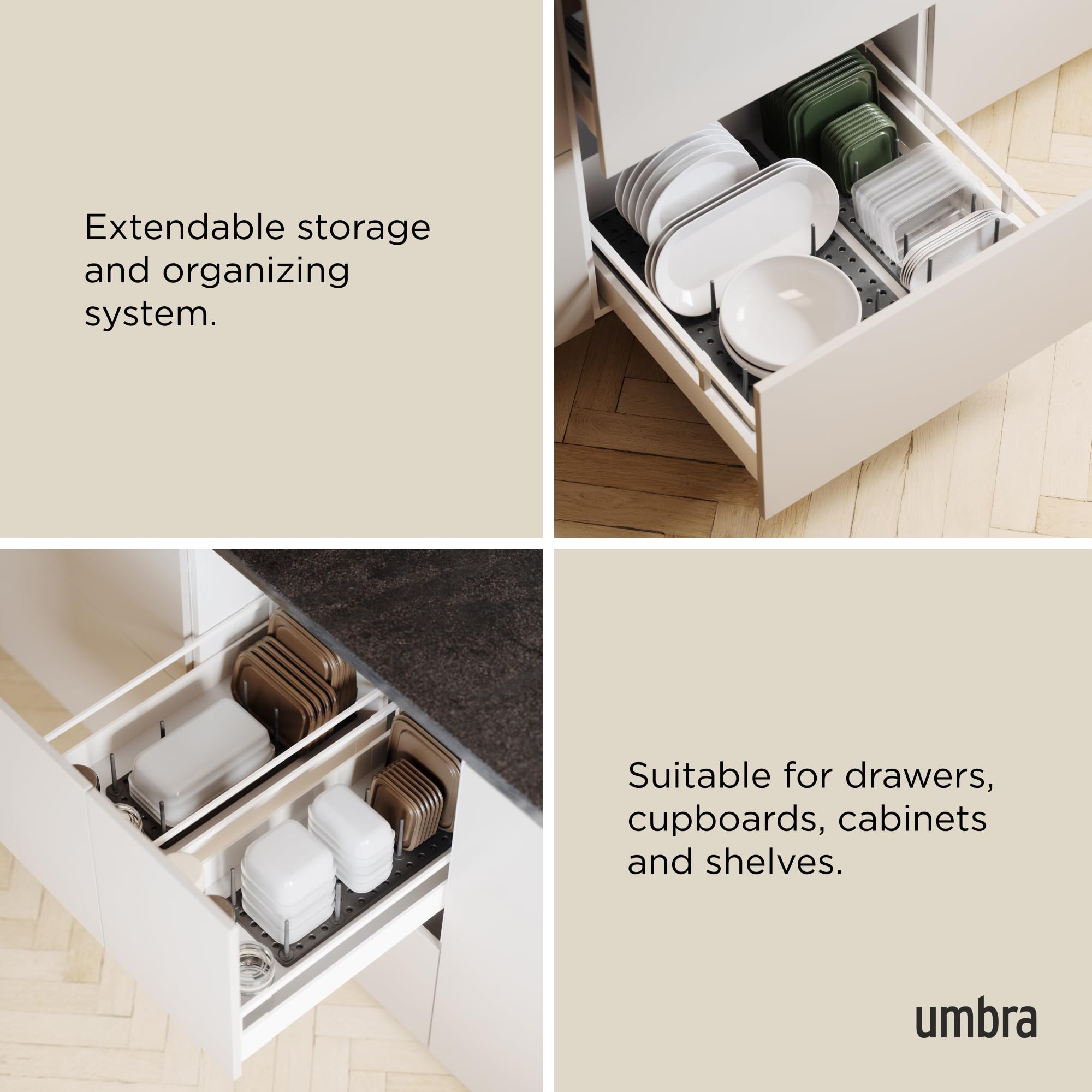 Umbra Peggy holding lids and containers to prevent nesting and loss