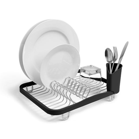 Umbra Sinkin front view in sink showing compact drying and tidy countertop
