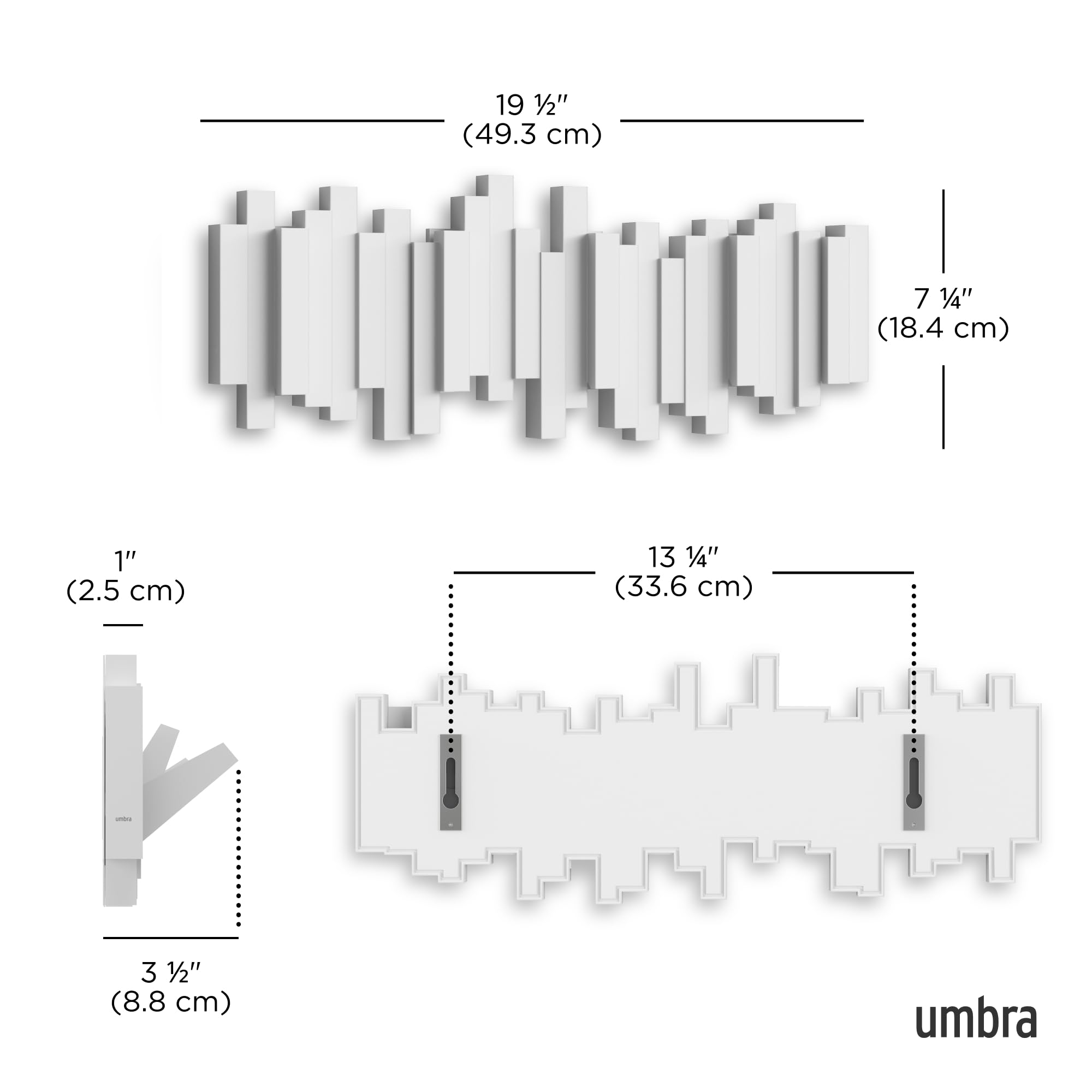 Umbra Sticks mounted in an entryway offering organized storage and stylish curb appeal
