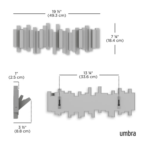 Umbra Sticks side profile showing slim depth for space-saving wall installation benefit