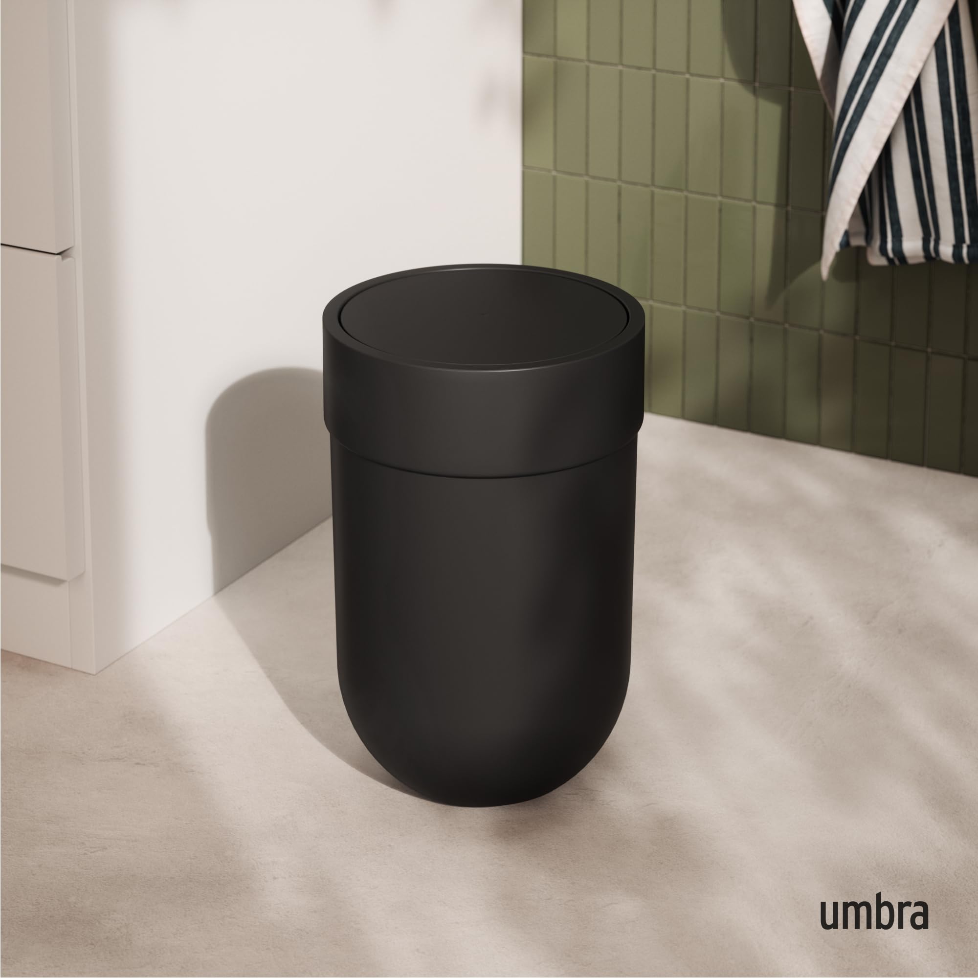 Umbra Touch swing-top lid close-up showing easy removal benefit