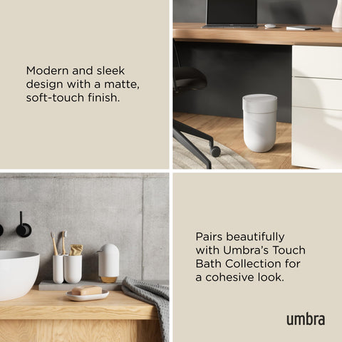 Umbra Touch with lid removed showing interior cavity benefit easy liner changes