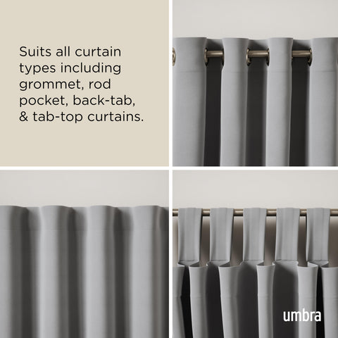 Umbra Twilight grommet demo showing compatibility with grommet curtains for easy hanging