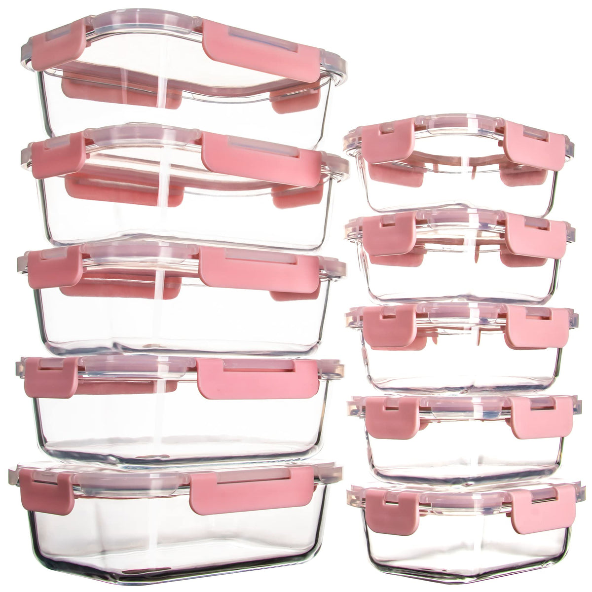 UMEIED front view of 10-pack set showing containers and lids for organized storage