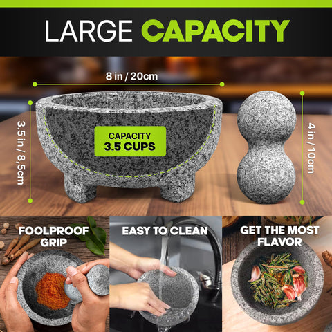 UMIEN granite pestle close-up demonstrating sturdy grip and control