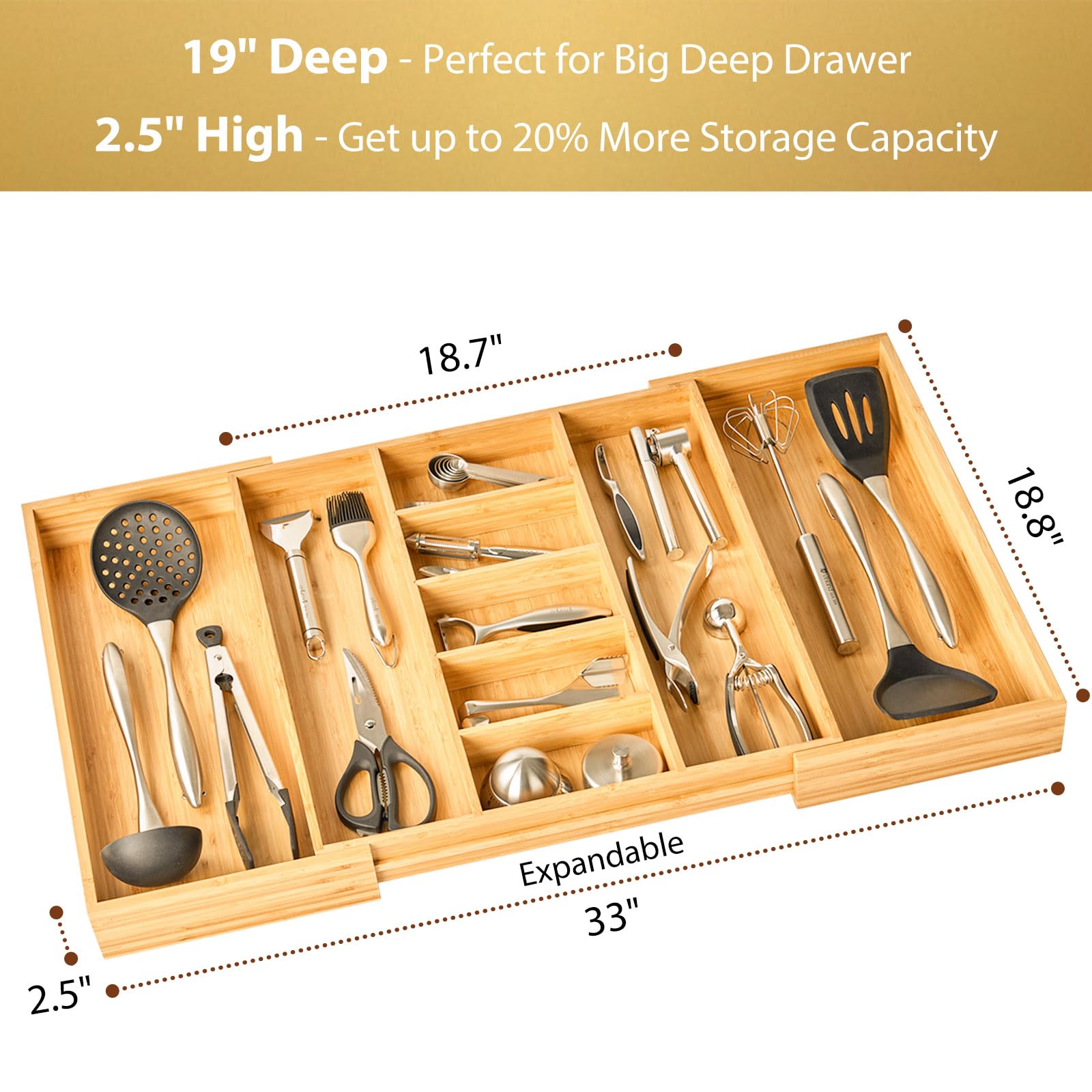 Umilife close-up of compartment layout highlighting bamboo detail and durability benefit