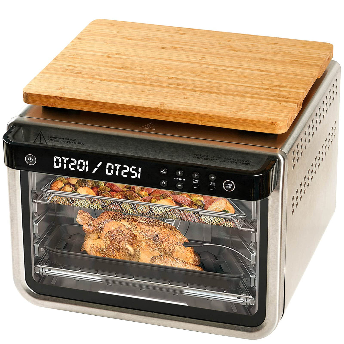 Umilife front view on Ninja oven showing secure fit and extra storage