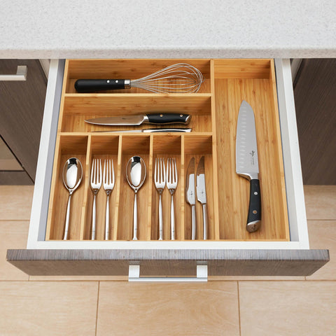 Umilife size comparison with utensils showing 19x20 footprint and more storage benefit