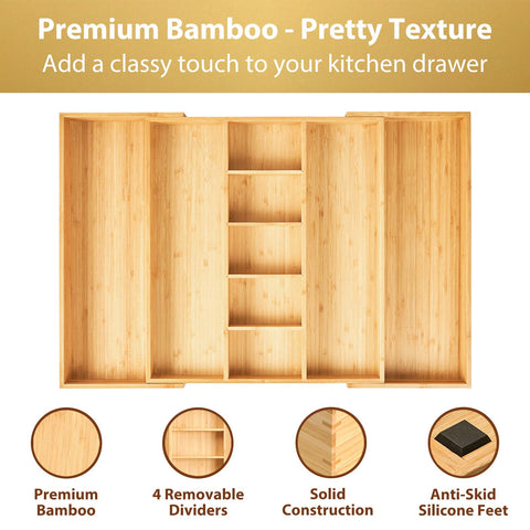 Umilife top view expanded width demonstrating adjustable compartments and capacity