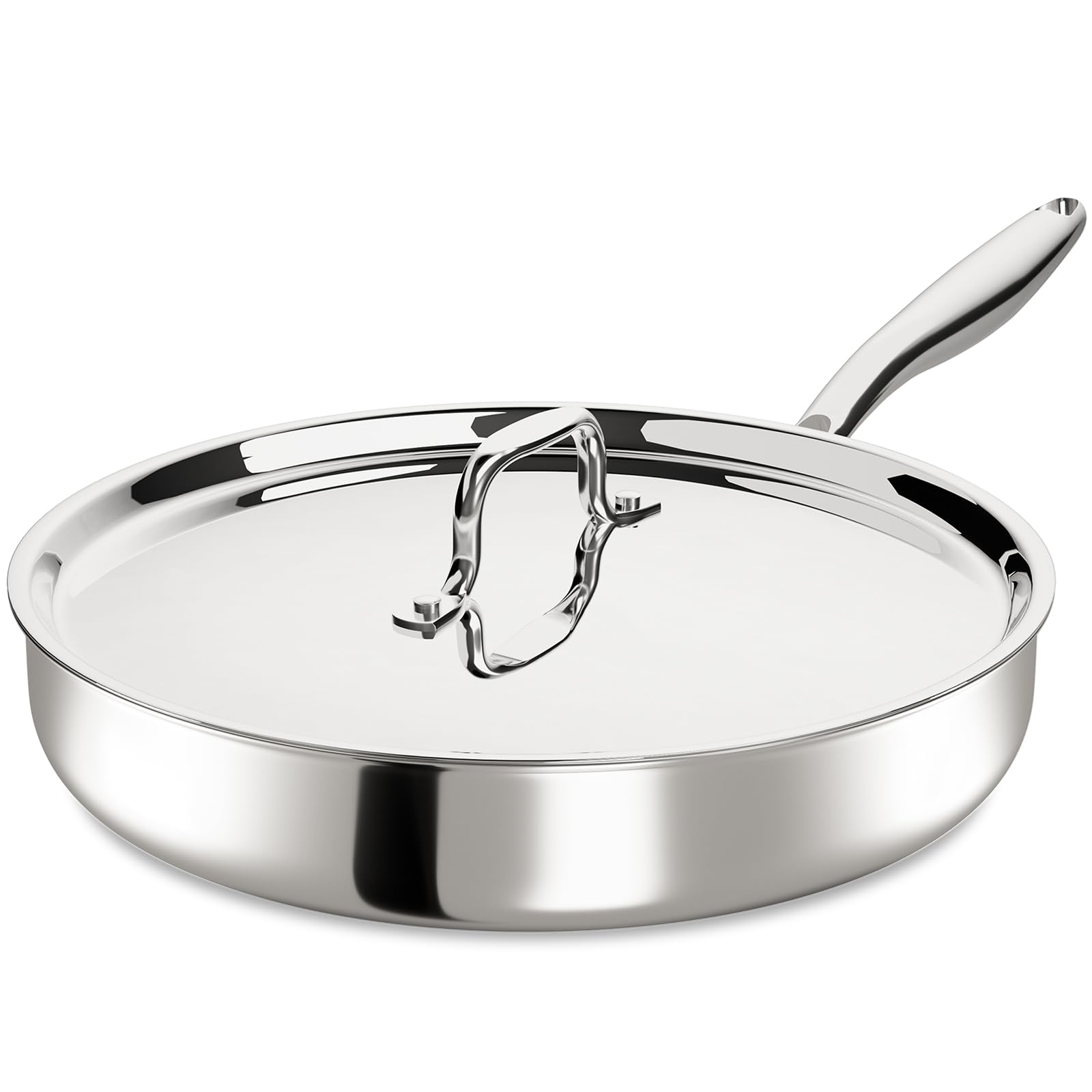 Umite Chef front view of 12-inch pan showing full profile and lid benefit even heating