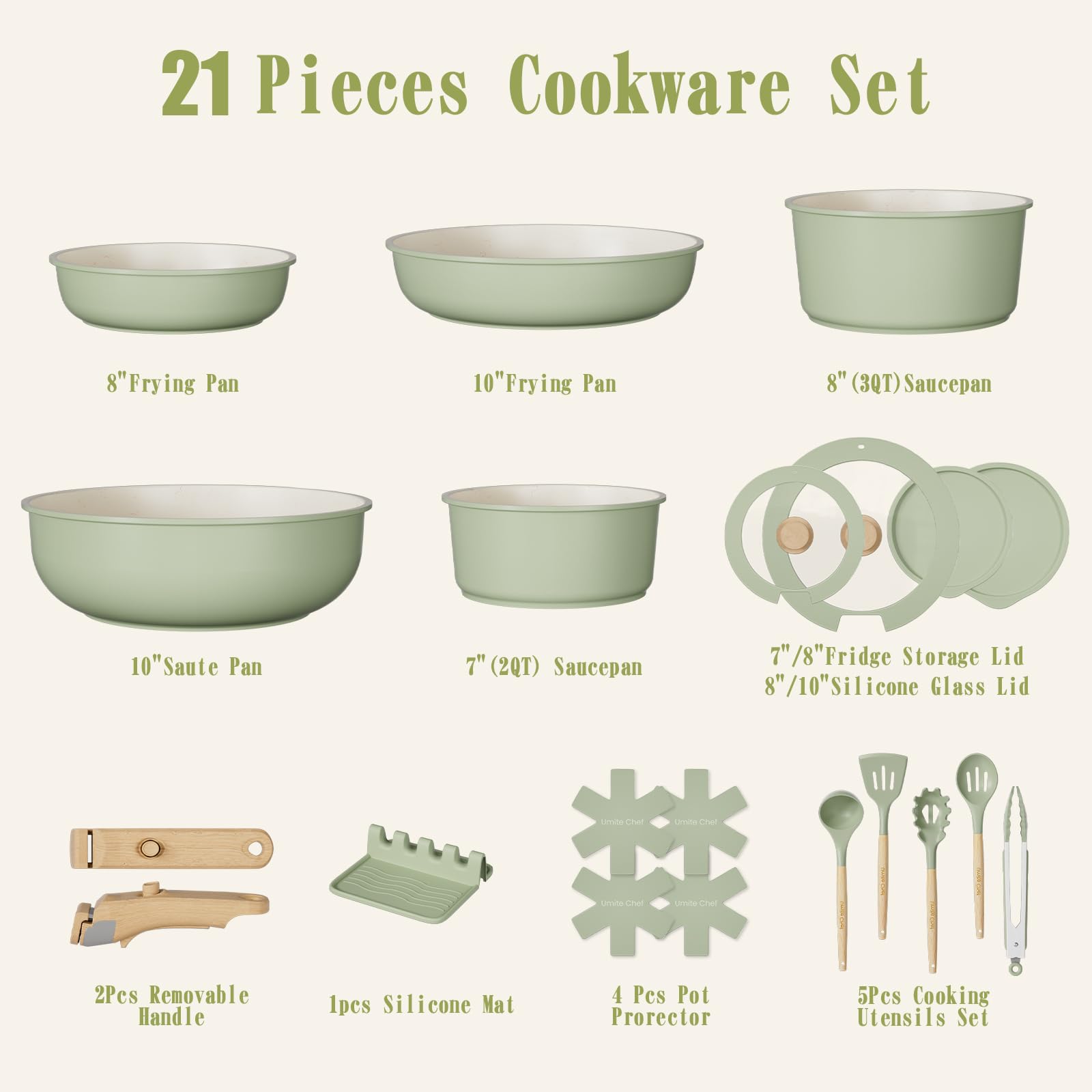 Umite Chef ceramic nonstick surface close-up showing smooth texture and easy-release benefit