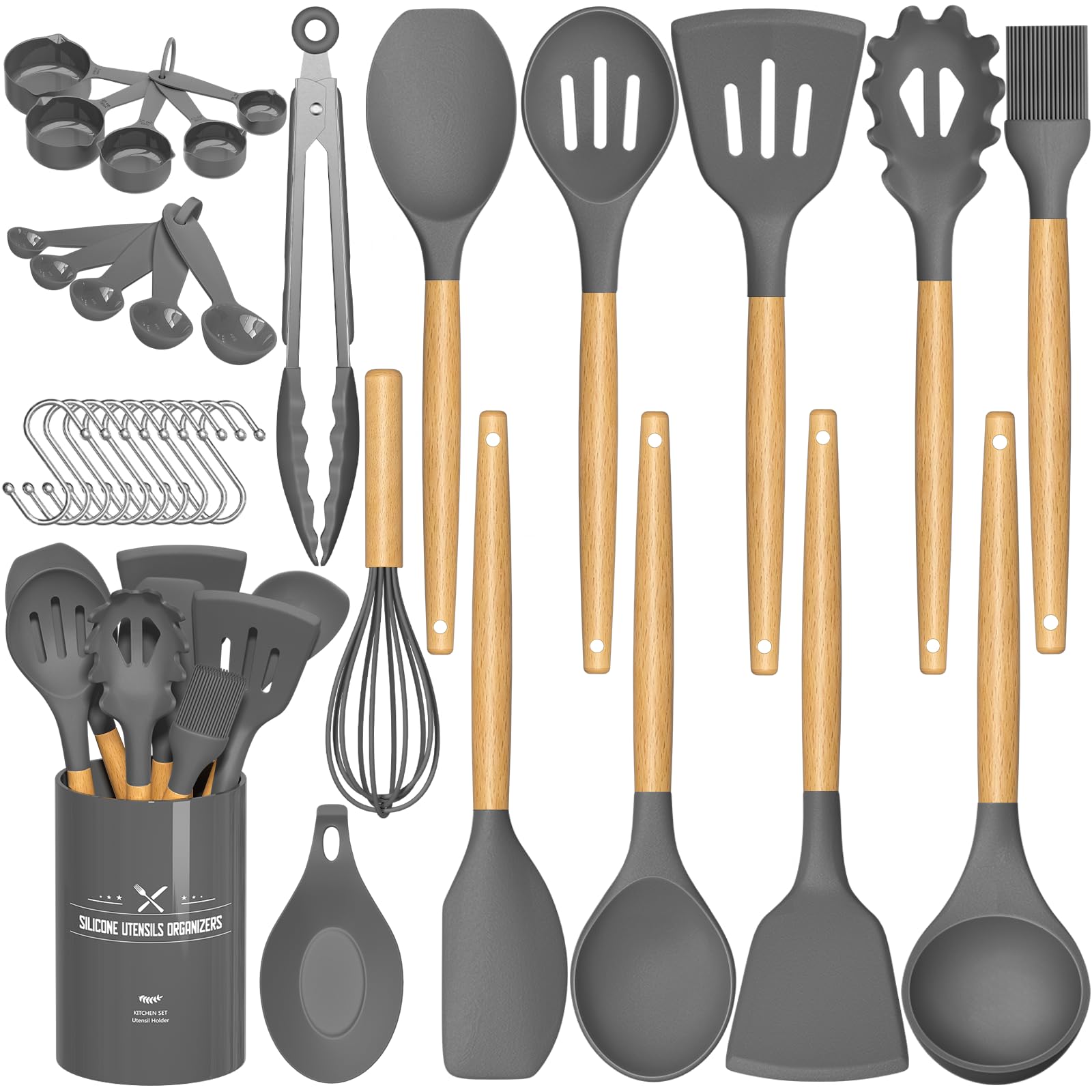 Umite Chef front packaging showing full 33-piece gray set and holder for organized storage