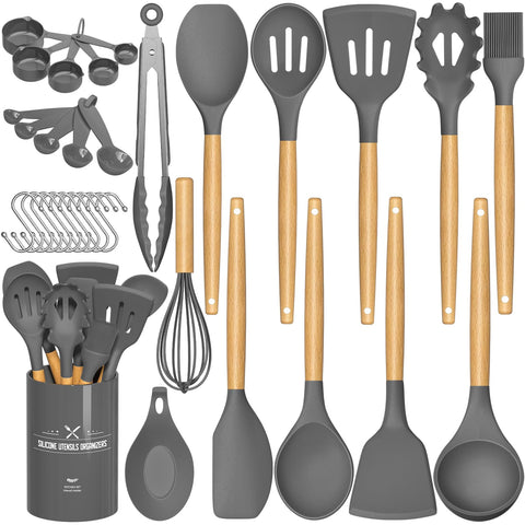 Umite Chef front packaging showing full 33-piece gray set and holder for organized storage