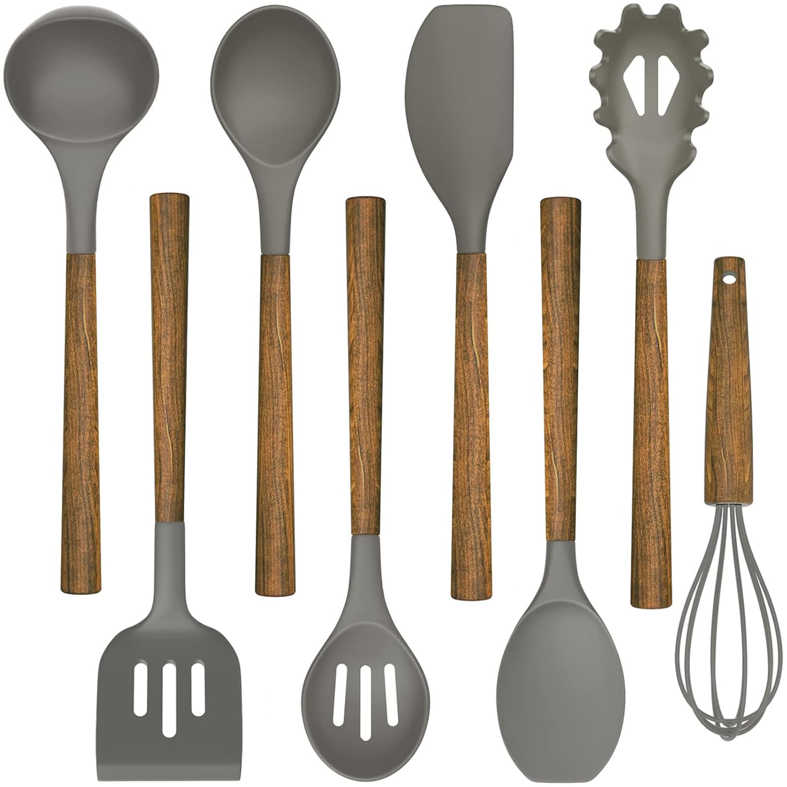 Umite Chef front view of the grey 8-piece set, shows complete contents and benefit organization