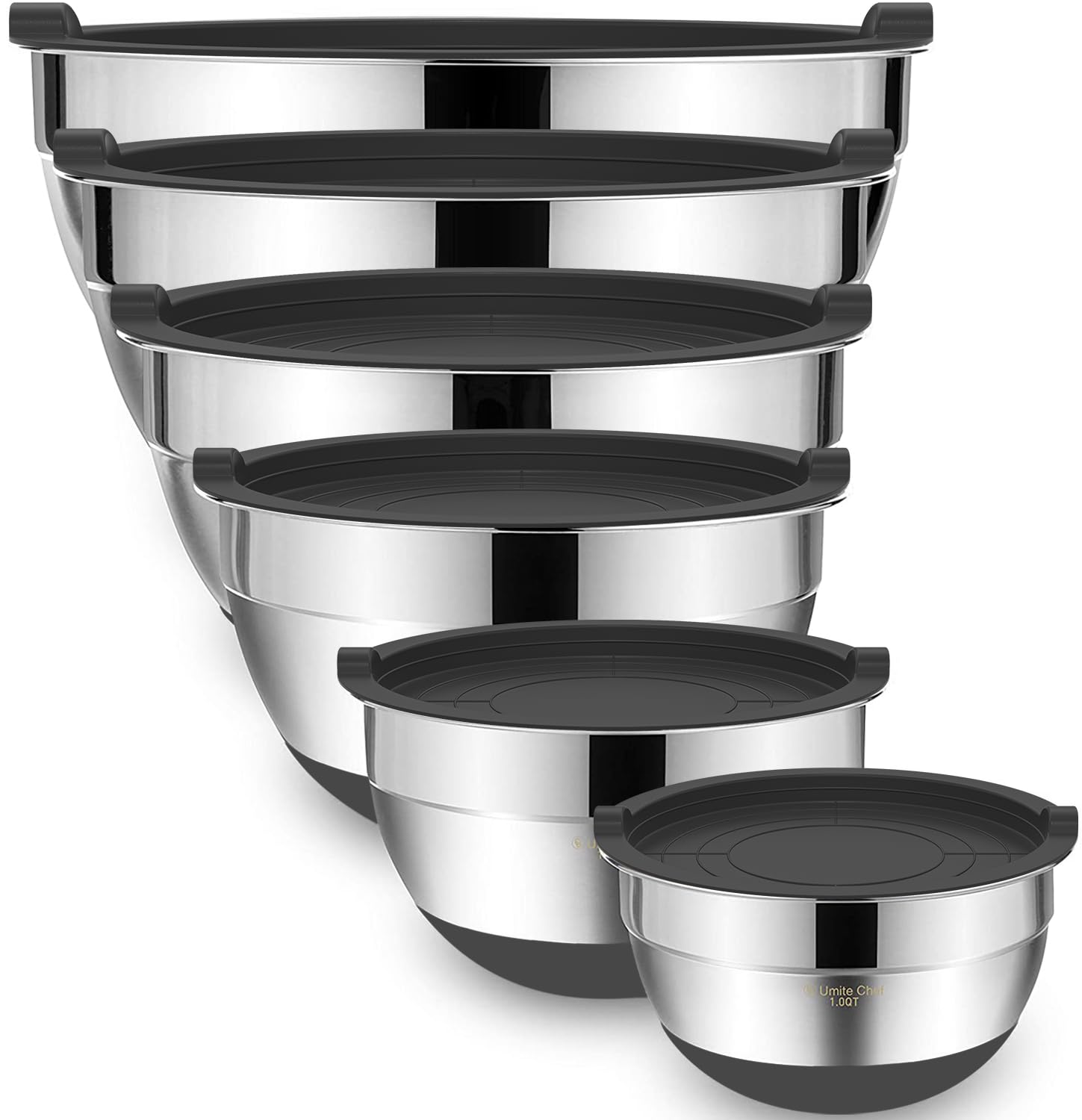 Umite Chef front view set showing all bowls and lids for versatile use