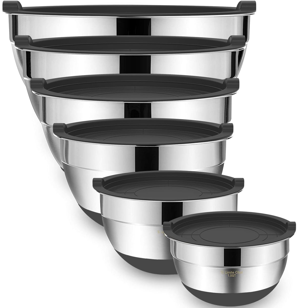 Umite Chef front view set showing all bowls and lids for versatile use