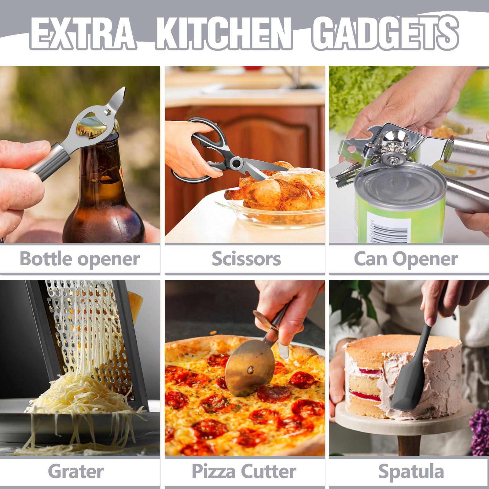 Umite Chef grater and scissors laid out highlighting multifunction tools