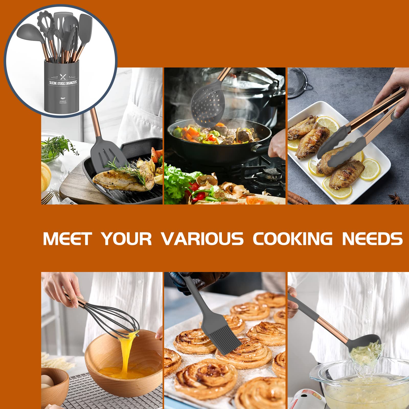Umite Chef rose gold handle detail showing sturdy stainless core and style