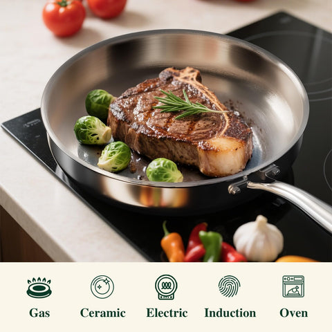 Umite Chef pan inside oven broiling showing high-heat durability benefit