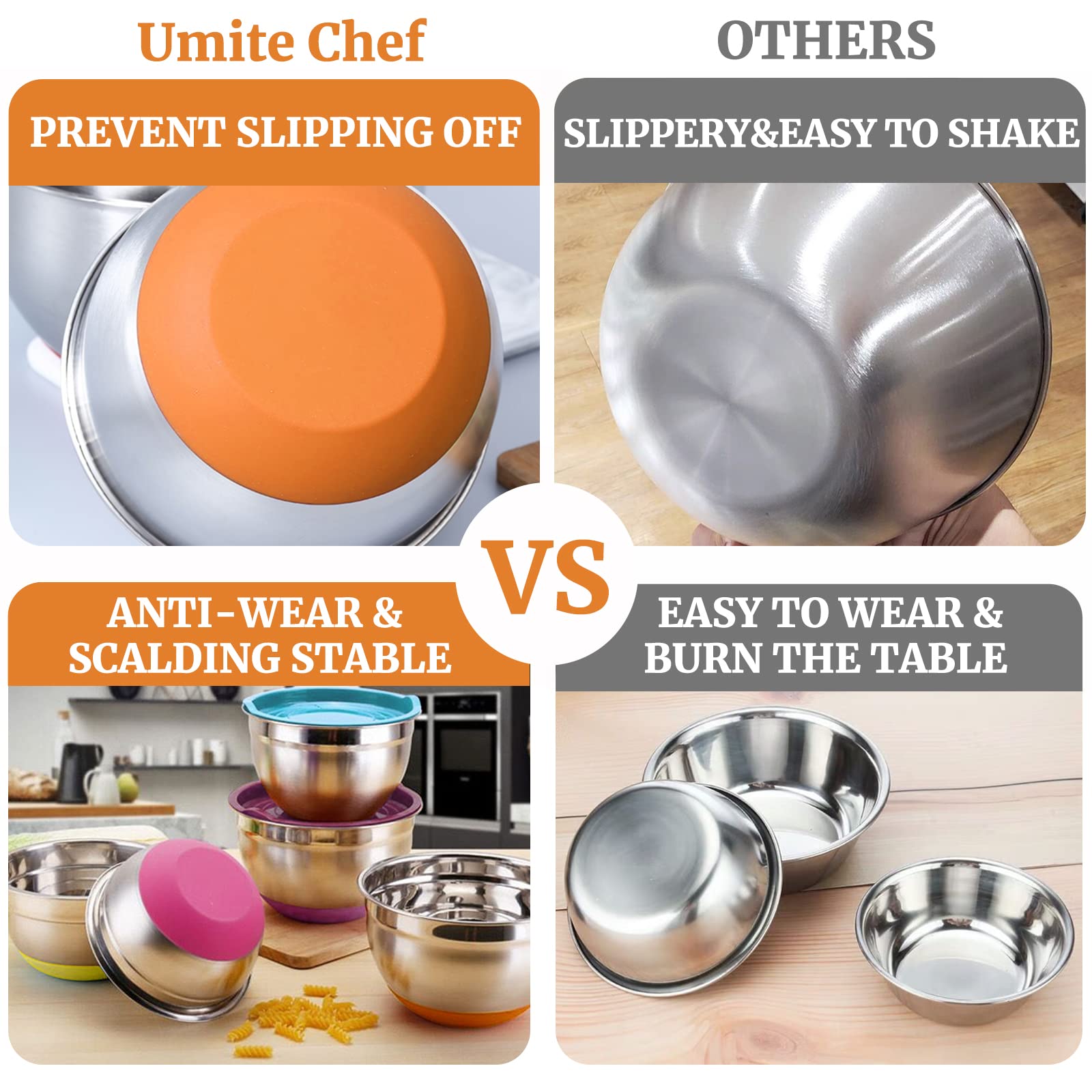 Umite Chef large 7-quart bowl next to measuring cup for clear size comparison