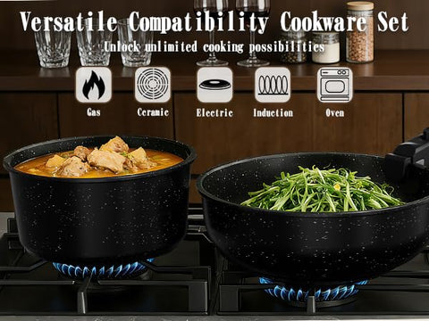 Umite Chef cookware set on kitchen table in lifestyle scene promoting healthy low-oil cooking
