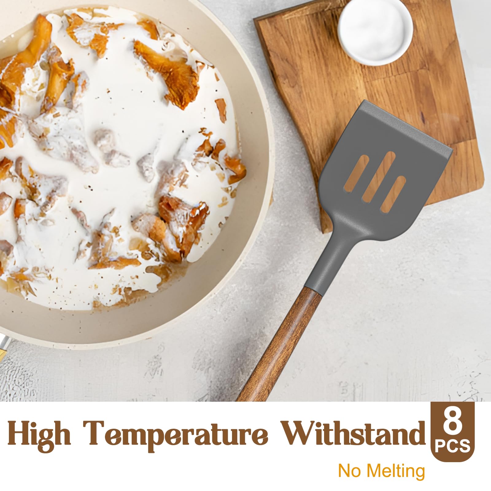 Umite Chef silicone head detail showing smooth, nonstick-safe surface for cookware protection