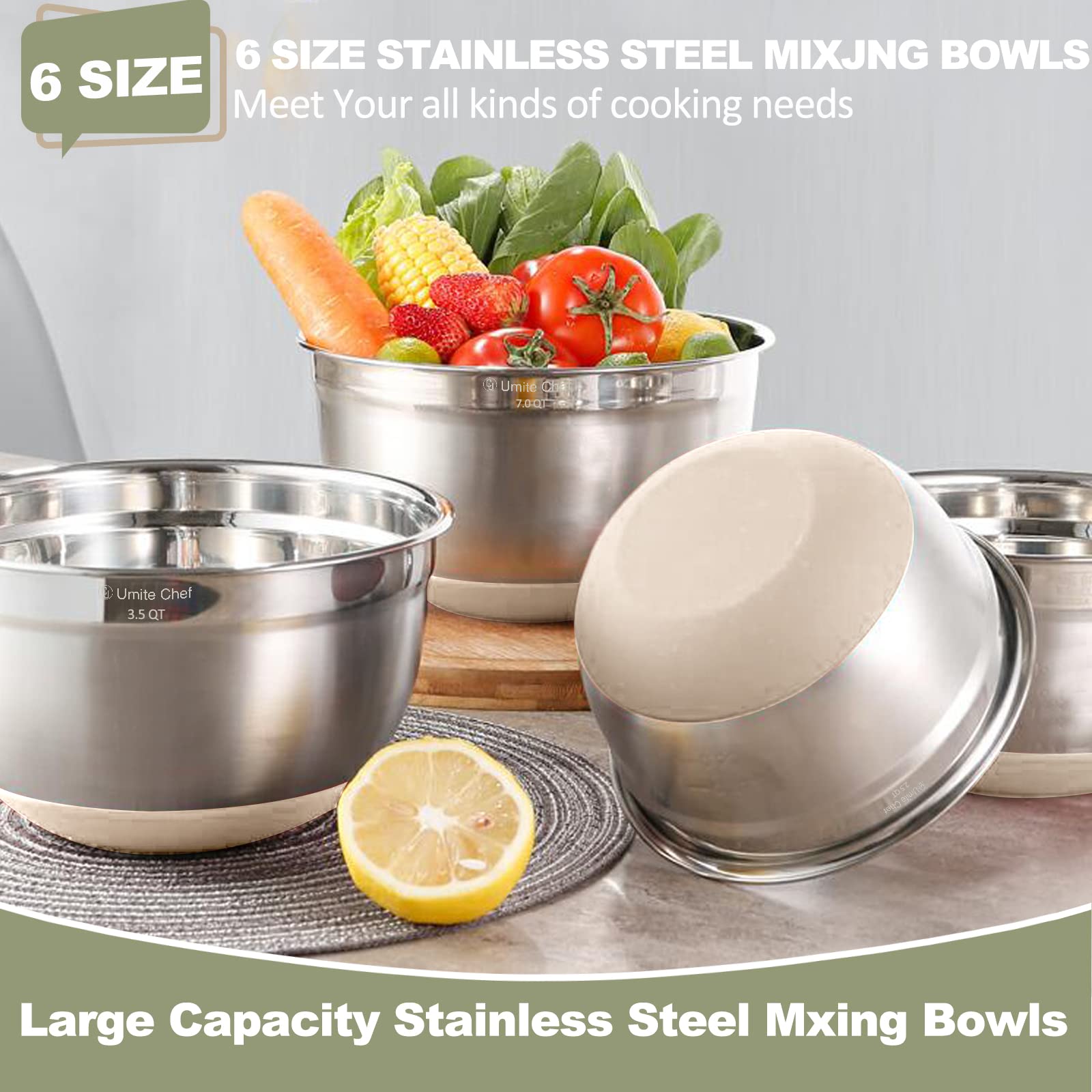 Umite Chef non-slip silicone base holding bowl steady during vigorous mixing