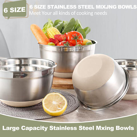 Umite Chef non-slip silicone base holding bowl steady during vigorous mixing