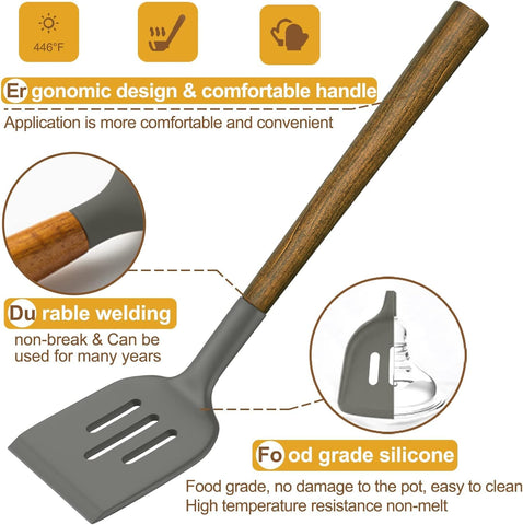 Umite Chef utensils laid on counter for size comparison, helps visualize scale for storage